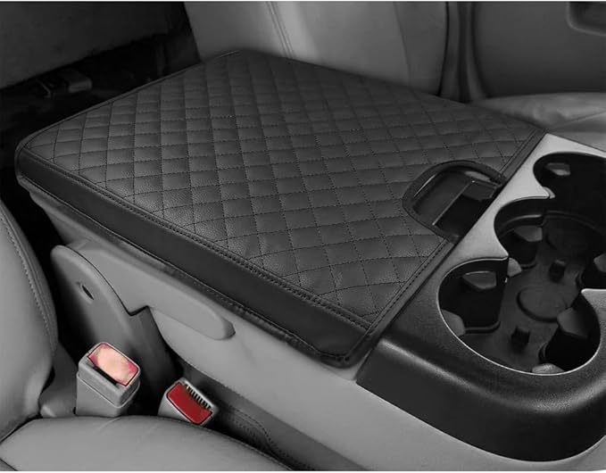 DEYTOP Center Console Cover for Chevy Silverado & Tahoe 2007-2013 Console Armrest Cover for GMC Sierra 2007-2013 Car Cushion Protector Pad (Jump Seat Console ONLY) (Blabk with Pad, 07-17 Jump SEAT)