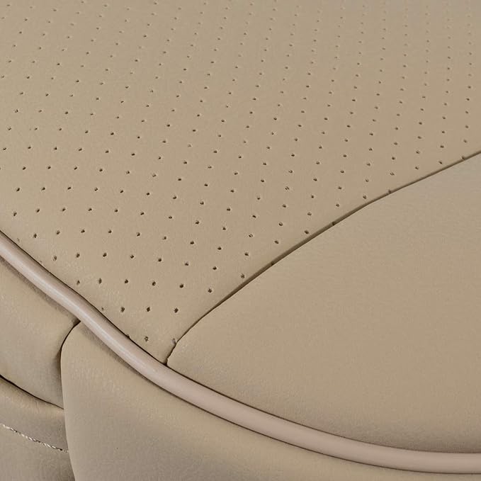 Car Seat Cushions Cover, 2pcs PU Leather Car Seat Covers Car Seat Protector Cover for Car Driver and Passenger Seat Bottom (Width 20.8×deep 21×Thick 0.35 inch)(Beige-B)