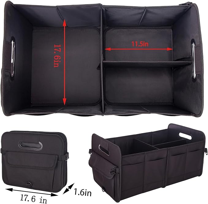 titiyiof Trunk Organizer For Suv & Sedan,Car Organizers and Storage, Waterproof Collapsible & Adjustable Straps,70L Sturdy Car Organization for Car Accessories, Tools,Sundries,2-3 Compartment（Black