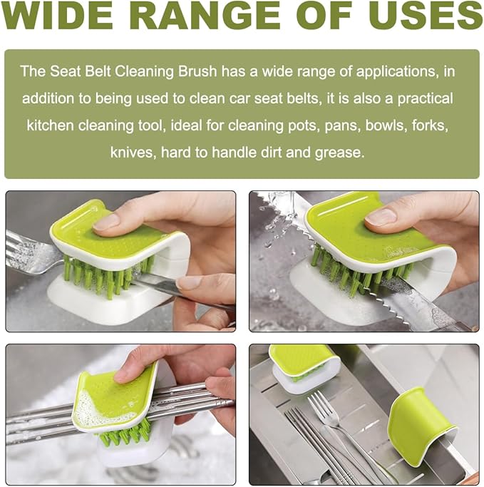 KVAEY Car Seat Belt Cleaning Brush, U-Shaped Auto Interior Washing Brush with Double-Sided Bristles, Closeable Safety Belt Bristle Scrubber Cutlery Cleaner Brush for Car Home (4 PCS)