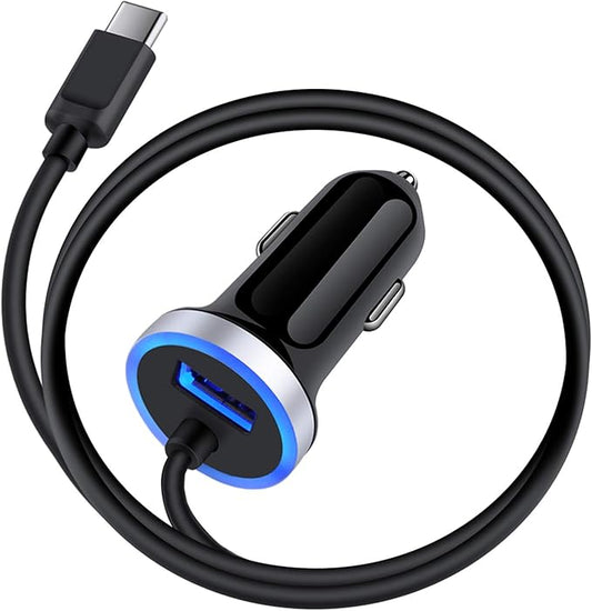 USB C Car Charger, 3.4A Fast Charging Car Charger for Samsung Galaxy S26 S25 Ultra S24 FE S23 S22 S21 S20 S10E S9 S8 Note 20 10 A16 A15 A14 A56 A36 A26 A50 A20 A51 A71 A21 A10E, with 3ft Type C Cable
