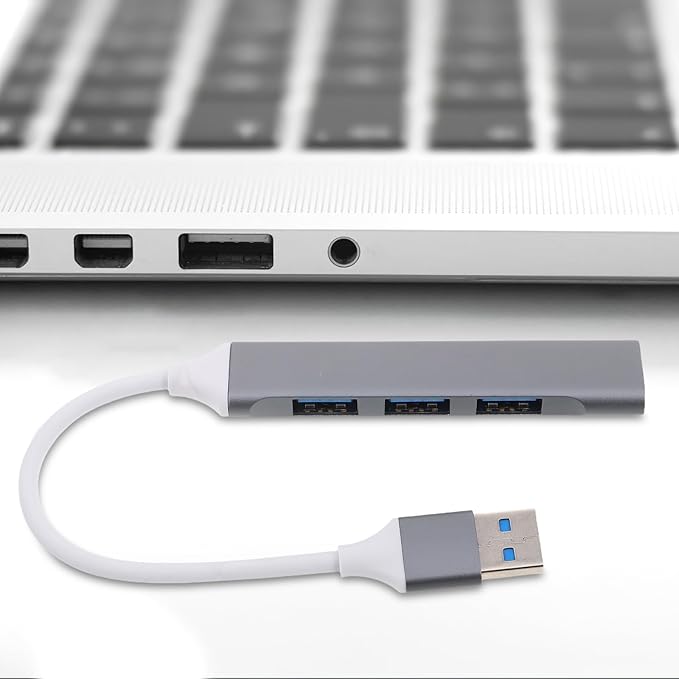 POPETPOP USB Hub Multiport Expander for Laptop and Desktop 4-Port USB 3.0 Hub with Data Transfer Dark Gray for Gaming Accessories and Travel Use