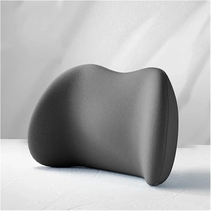 Memory Foam Car Neck Pillow & Waist Cushion - Soft fit for Seat Headrest & Lumbar Support for Comfort(Hb-Gray 1set)