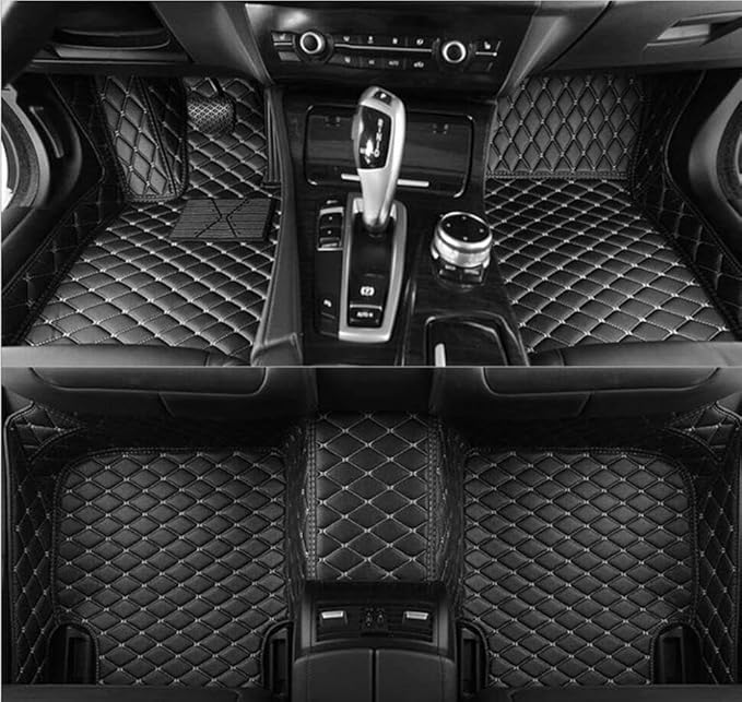 Custome Car Mats Accessories All Weather Floor mats Compatible with Automotive Floor Mats Passenger car mats (Black Beige)