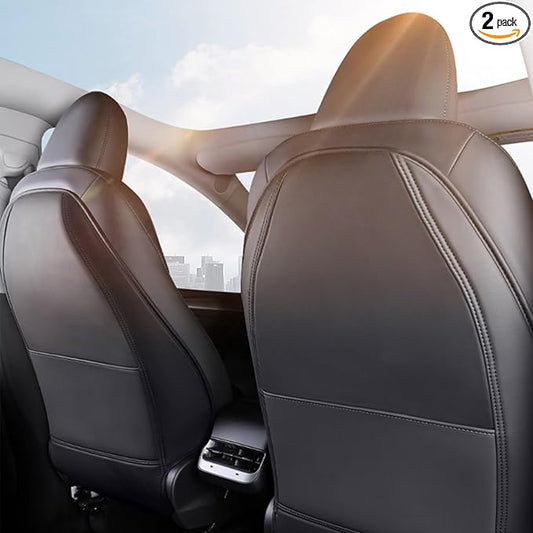 2 Pack Leather Seat Back Protector Custom for Tesla Model Y/3 Model S/X Accessories(Includes 2025 2026 Model Y & 2024-2026 Model 3 Highland), Seat Back Kick Protectors
