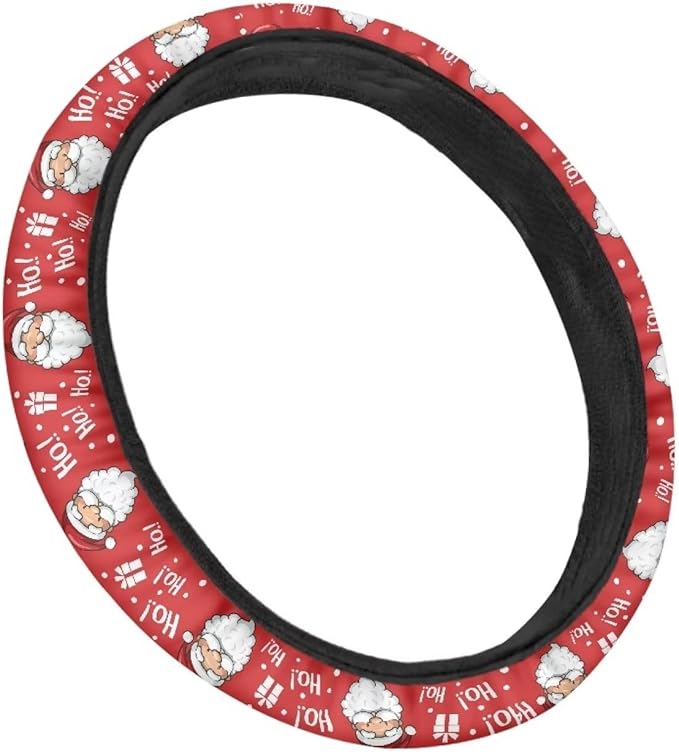 AFPANQZ Christmas Steering Wheel Covers Xmas Decor Car Accessories Cartoon Santa Claus Car Steering Wheel Covers Anti-Slip Soft Grip 14-15 inch Stretch-on Steering Wheel Protector Rrd