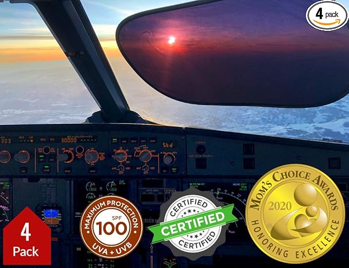 Car Window Shades - Certified 99.79% UVA & 99.95% UVB Sun Protection. Award Winning car Sun Shade for Side Windows. 4 Pack Semi Transparent 20" x 12" - Car Accessories Interior by Kinder Fluff