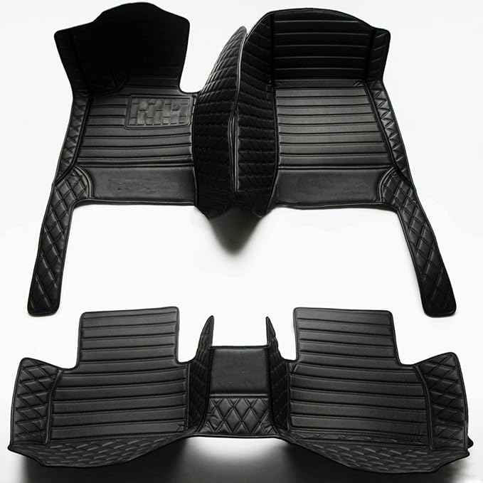 Custom Making Car Floor Mats Compatible with Audi BMW Mercedes-Benz Toyota Lexus Honda Infiniti Nissan Hyundai Kia All Models 2005-2026 (Striped Black and Black)