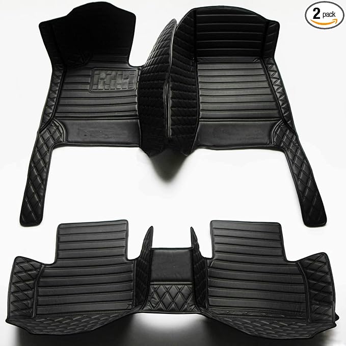 Custom Making Car Floor Mats Compatible with Audi BMW Mercedes-Benz Toyota Lexus Honda Infiniti Nissan Hyundai Kia All Models 2005-2026 (Striped Black and Black)