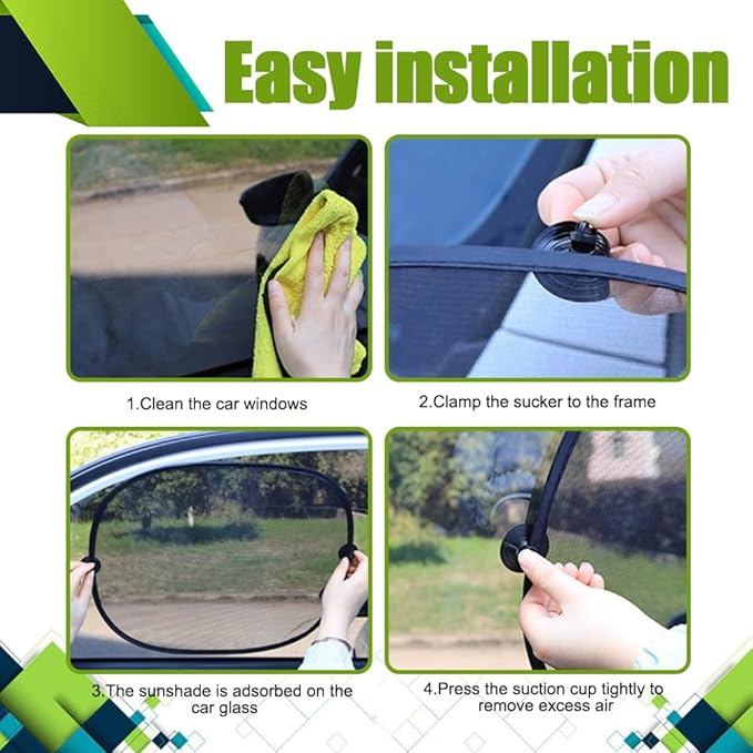 Car Rear Window Sunshade, 20"×40" Rear Window Sun Shade Blocker with Suction Cups, Mesh Sunlight Shield Provide Glare Shield and UV Rays Protection for Baby, Universal Car Accessories for Most Models