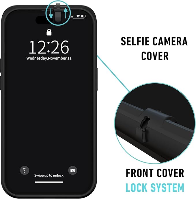Spy-Fy iPhone 17 Pro Max Privacy Case | Front and Rear Camera Covers | MagSafe iPhone Case with Lens Protection | Camera Blocker for Privacy and Safety | Slim Shockproof Phone Cover 6,9-inch Black