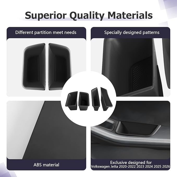 LUWU Door Tray Organizer Compatible with 2015-2025 Porsche Macan S/T/GTS Accessories Center Console Organizer Armrest Console Storage Box Insert Tray ABS Material Black 4PCS (Not for Macan EV)