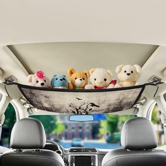 Car Roof Storage Bag Withered Branch Crow Auto Seat Storage Hanging Bag All Car Storage Organizers Vehicle Passenger Seat Organization and Storage for Kids Adults
