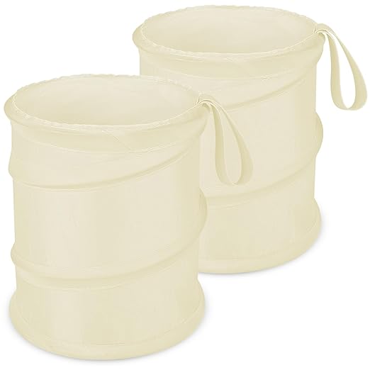 Car Trash Can, 2 Packs Mini Collapsible Car Trash Bin for Front Back Seat, Pop up Car Garbage Can, Portable Car Trash Bag Hanging for Vehicle SUV Rv Truck Accessories Interior, Beige