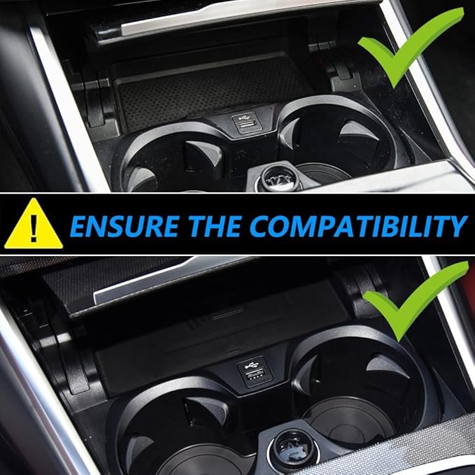 Wireless Car Charger for BMW 3 Series G20 2019-2024, for BMW 4 Series G22 2020-2024, for BMW 2 Series 2022-2024, OEM Custom Fit with 27W USB-A & Type-C Wireless Fast Phone Charging Pad