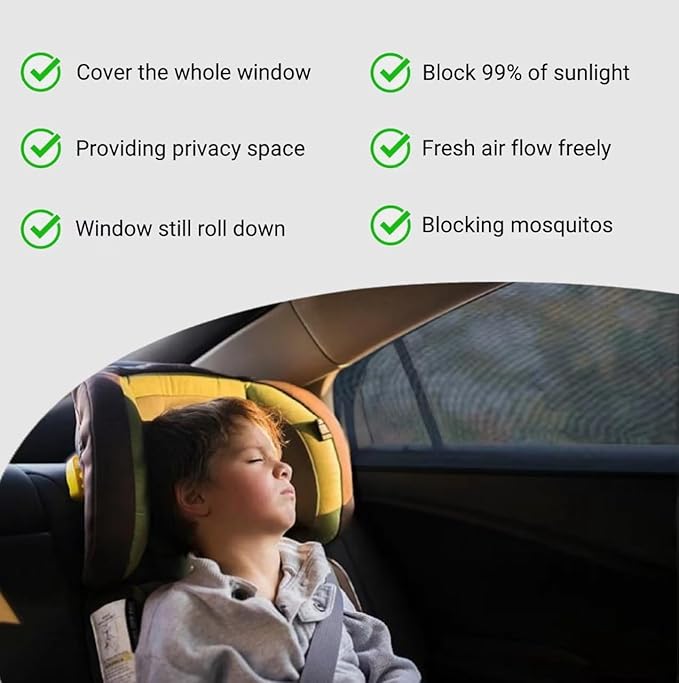 2Packs Universal Car Window Screen for Rear Window 25"(H) X43(W), Elastic Mesh Sun Shde Car Camping Window Cover, Fit for Most Cars Large SUVs, Truck, Pickup