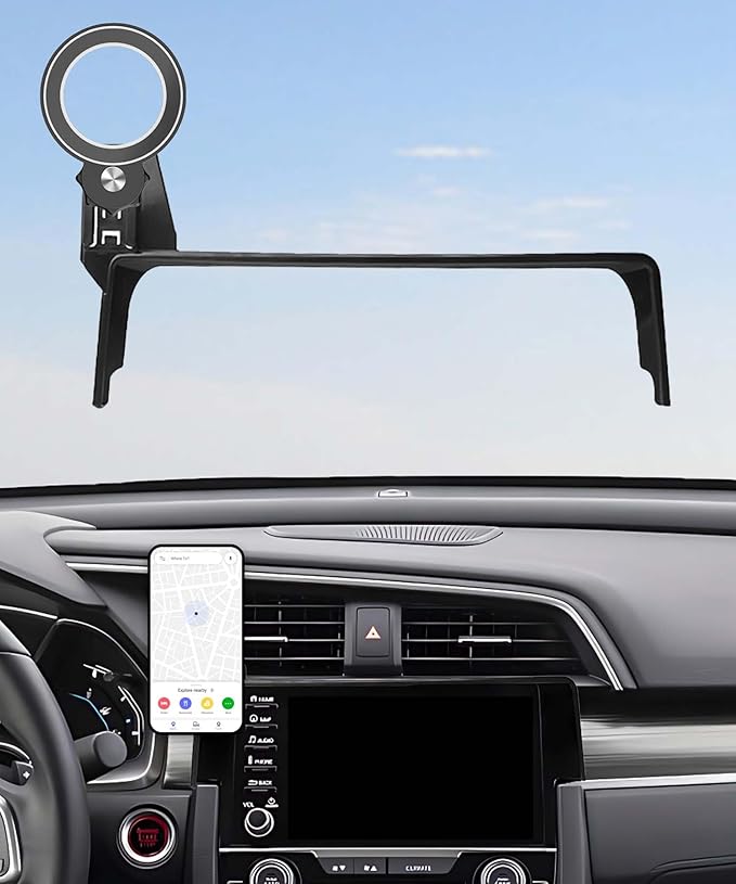 Car Phone Holder for Honda Civic 2016-2021 Accessories Apply to 5/7 Inch Touch Screen Fixed Clip Magnetic Cell Phone Mount Hands-Free 360 Degree Rotation