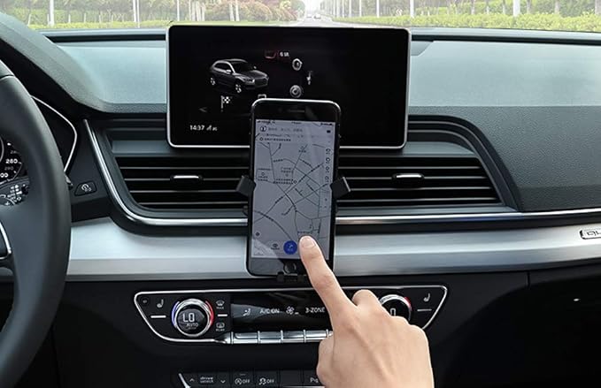 iJDMTOY Smartphone Gravity Holder w/Exact Fit Clip-On Dash Mount Compatible with 2017-up Audi A4 A5 (Won't Occupy Air Vent Opening)