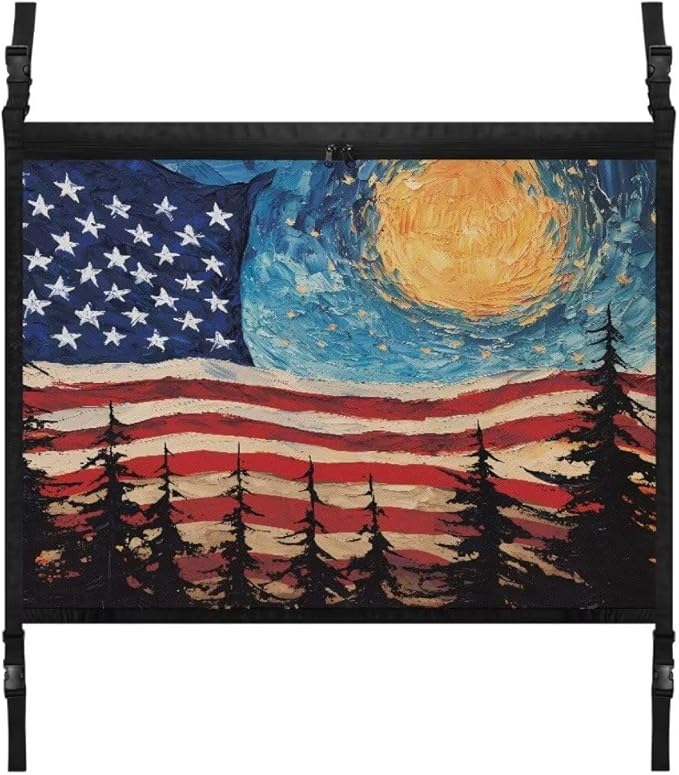 Moon USA Flag Car Roof Storage Bag Car Organizer for Car Seat Multi-Purpose Car Bag Storage Box Organizer Pouch Pocket Can Hold Mobile Phone, Wallet, Glasses