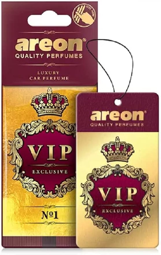 AREON VIP - Hanging Cardboard Air Freshener for Car, Home & Office - Premium Cologne Perfume with Natural Fragrances - Long Lasting, Fresh, Luxurious Scent - Stylish Design - № 1, Pack of 3