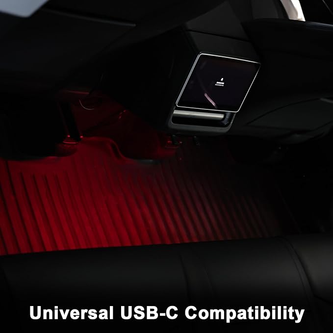 2PCS USB Ambient Light for Model Y Juniper/3 Highland Plug-in Type C Atmosphere Lamp fit for Cars RGB USB-C Portable Auto Ambient Lighting Night Light Accessories for Model Y Juniper