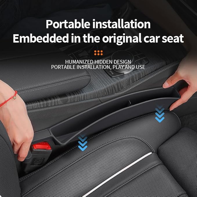 Car Seat Gap Filler, Seat Gap Organizer with Phone Holder, Car Seat Accessories, Car Organizer Fit Car SUV Truck-2PCS Black