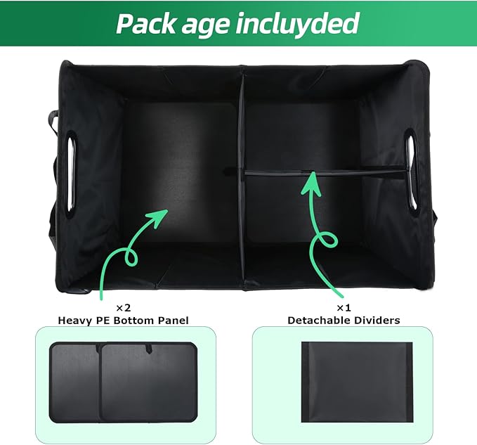 AOPHY Car Trunk Organizer, 75L Large Capacity Waterproof Auto Storage with Non-Slip Bottom Strips, Collapsible Cargo Organizer for Suv, Truck, Sedan, Portable Car Accessories for Women Men(Grey)