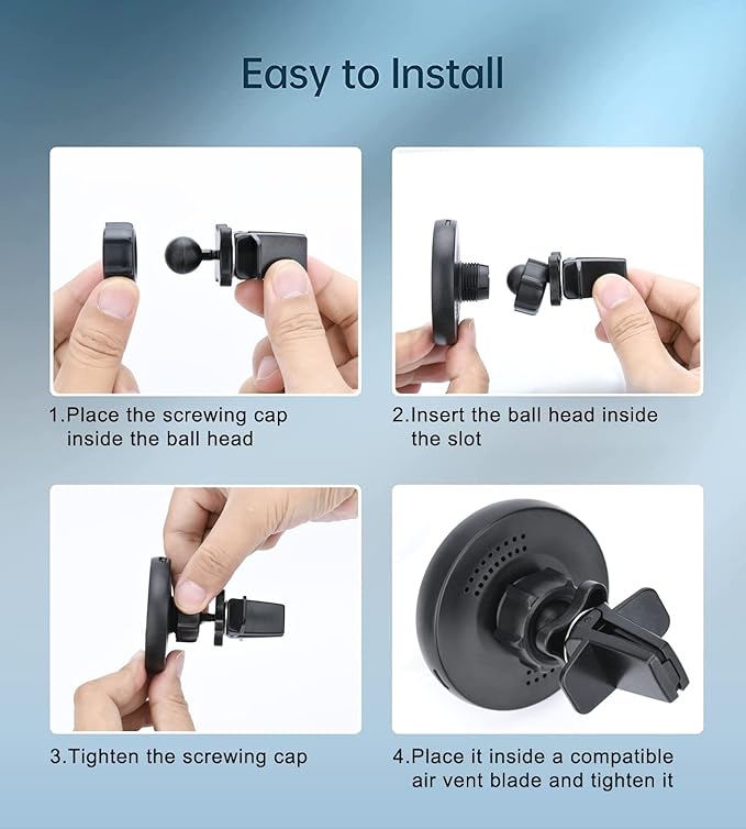 Magnetic Wireless Car Charger Mount Compatible with Magsafe iPhone 15/ iPhone 14/iPhone 13, Fast Charging Air Vent Magnet Accessories Car Phone Holder
