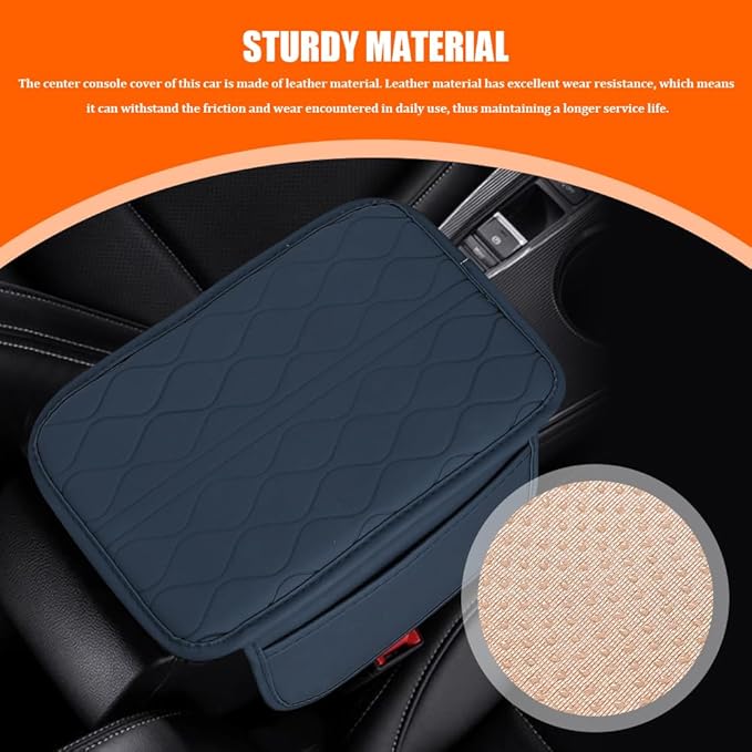 Leopard Cheetah Print African Animal Hunting Auto Center Console Armrest Pad, Car Center Console Cover, Auto Accessories Soft Comfort Armrest Cover Cushion Mat for Most Cars (Blue-K3)