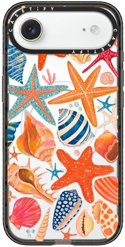CASETiFY Impact iPhone Air Case [Slim/Compatible with Magsafe / 8.2 ft. 4X Military Grade Drop Protection] - Sea Shells - Clear Black