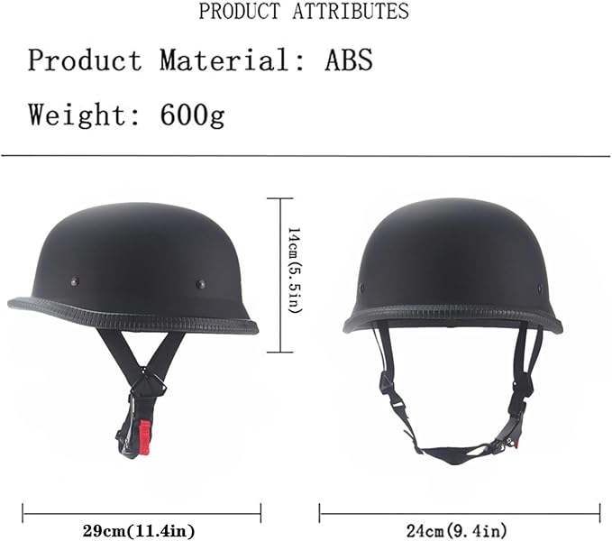Adult Unisex Black Half Motorcycle Helmet, DOT Approved, for Chopper Moped Scooter Motorbike Electric