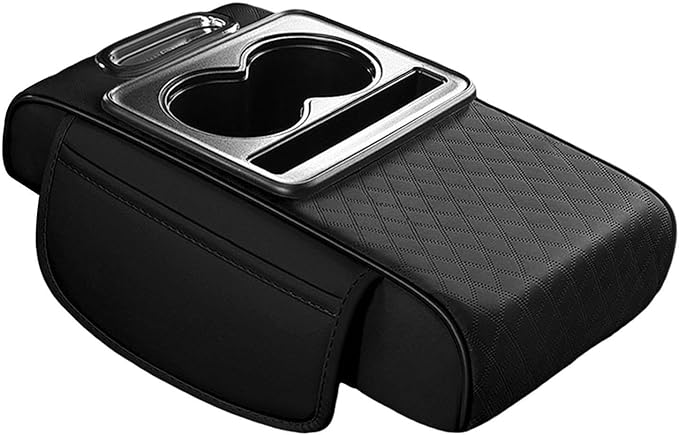 Car Center Console Pad PU Leather Armrest Organizer with Tissue Box Slot for Vehicles, Style J
