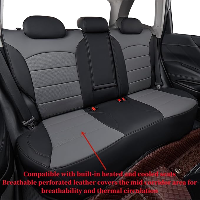 coverdream Forester Car Seat Covers Custom Fit for 2009-2013 Subaru Forester Seat Covers,Rear Seat Without Cup Holder,Full Coverage Waterproof Leather Seat Protector(Full Set,Black/Gray)