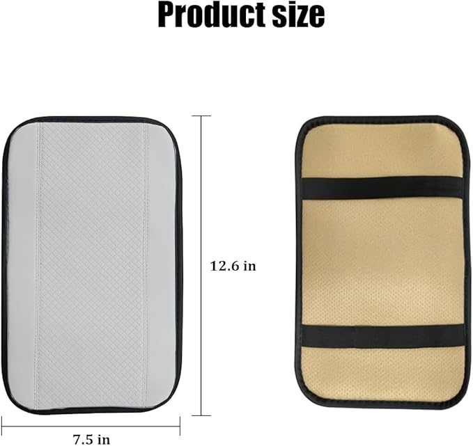Car Center Console Cover, PU Leather Vehicle Armrest Seat Box Cover Protector, Comfortable Automotive Interior Arm Rest Cushion Pad Accessories, Universal for SUV Sedan Truck (White)