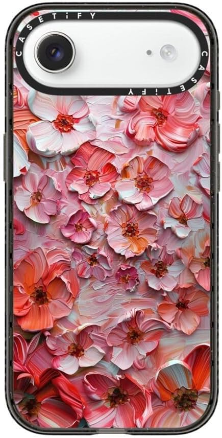 CASETiFY Impact iPhone Air Case [Slim/Compatible with Magsafe / 8.2 ft. 4X Military Grade Drop Protection] - Barcelona Flower Rose Garden - Clear Black