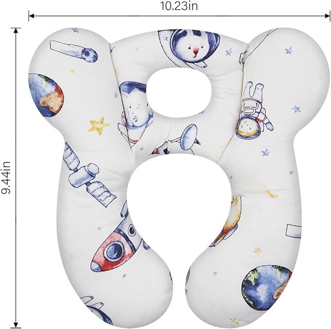 Baby Travel Pillow, Upgrade U-Shape Infant Pillow for Car Seat Pushchair and Stroller, Soft Comfortable Sleep Cushion for Kids Newborn and Toddler -Space White