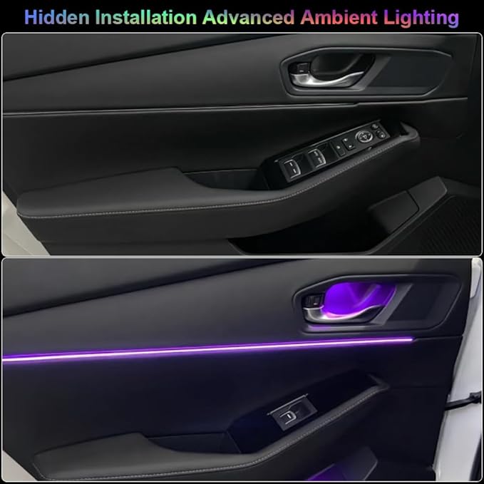 Acrylic Interior Car Ambient Lighting, Interior RGB LED Strip Kit with Music Sync Mode, 55 Inch Length Suitable for Pickup, Trucks, SUV and Large Vehicles (18 in 1)