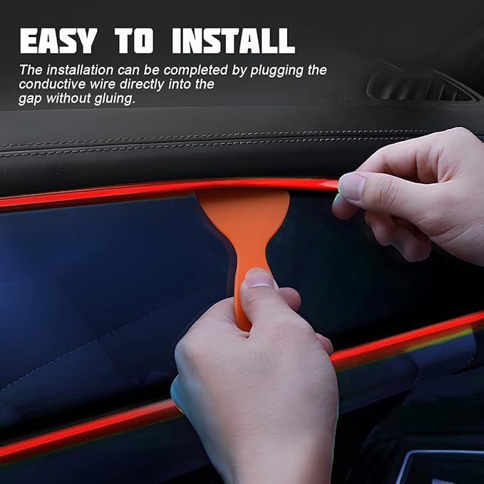 EL Wire LED Strip Lights, USB Auto Neon Light Strip with Sewing Edge, 16FT Electroluminescent Ambient Lighting Kit with Fuse Protection, Car Decoration Accessory (Red/16FT)