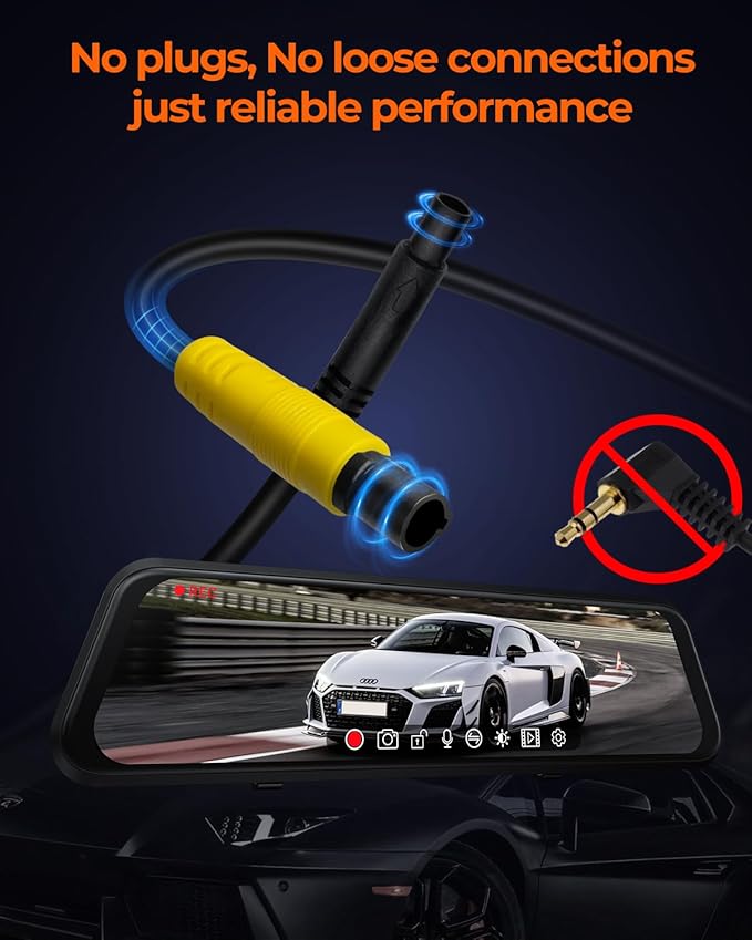 ACUMEN 4K Rear View Mirror Camera,Smart 12" Touch Screen Mirror Dash Cam Front and Rear,Backup Camera for Cars & Trucks with Blind Spot Detection (M4 3CH)
