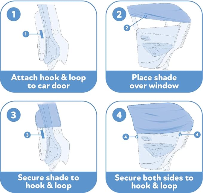 Nuby Car Seat Sunshade for Vehicle Window | 2 Pack| Breathable Mesh Fabric | Full Window Function for Fresh Air Flow | Blocks Sun Rays, Bugs, and Cools Car |Black
