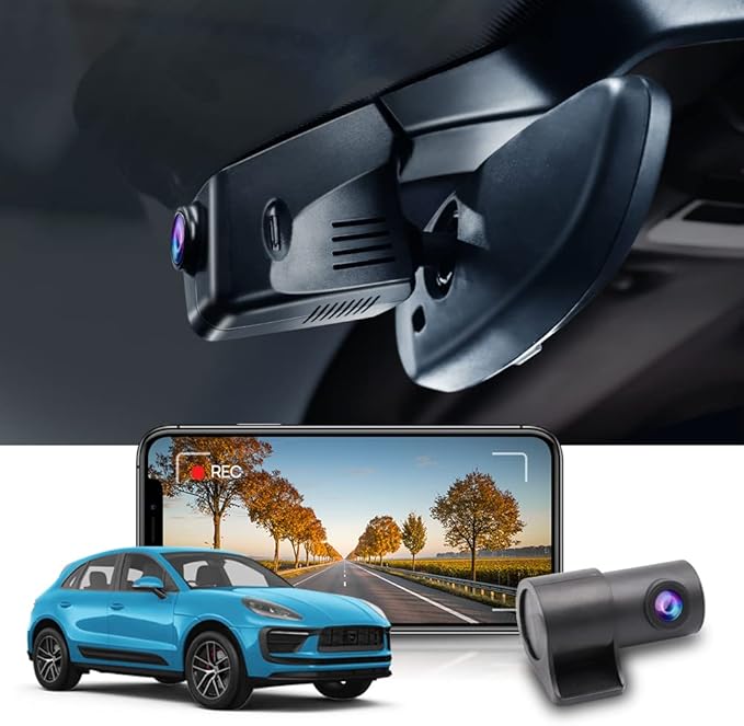 Fitcamx Front 4K+ Rear 1080P Dash Cam Adpats for Porsche Macan 95B Panamera 970 Cayenne 958 92A E2 (Model B), OEM Factory Look, Dual HD Video, WiFi & APP, Loop Recording, G-Sensor, 128GB Card