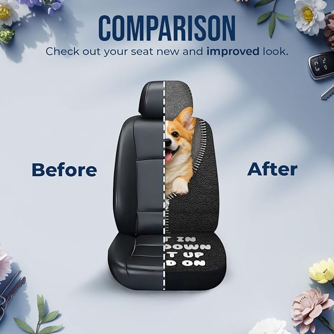 GENANY Cute Corgi Car Seat Covers Set of 2, Breathable Front Seat Covers for Truck Sedan SUV, Dog Themed Car Accessories, Corgi Gift for Women Men