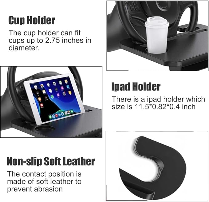 2 In 1 Steering Wheel Desk, Universal Steering Wheel Tray Table With Seat Gap Filler Organizer in Between Seat Organizer Car Food Tray For Laptop, Eating, Writing Work Road Trip