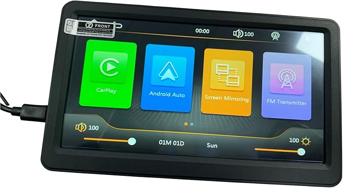 7" HD Screen Wireless carplay via Bluetooth Support iPhone carplay and Android Auto, with Mirror Link/Voice Control/FM/TF Card/USB/AUX
