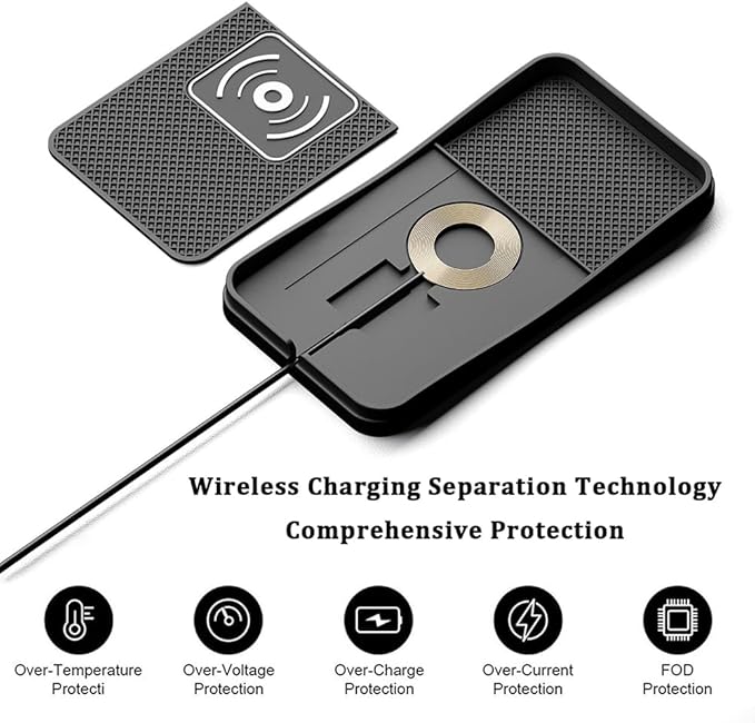 Car Wireless Charger Pad for Acura ILX 2013-2022, Type-C/USB 20W Fast Wireless Car Charger Pad Non-Slip Cordless Charging Mat,B-30cm Cable USB Plug