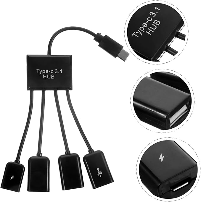 OSALADI 3 Sets 4 Ports Hub Extension Splitter Usbc to USB Adapter Multi-Port USB Charger for Laptop Pc Car Wall OTG No Driver Needed
