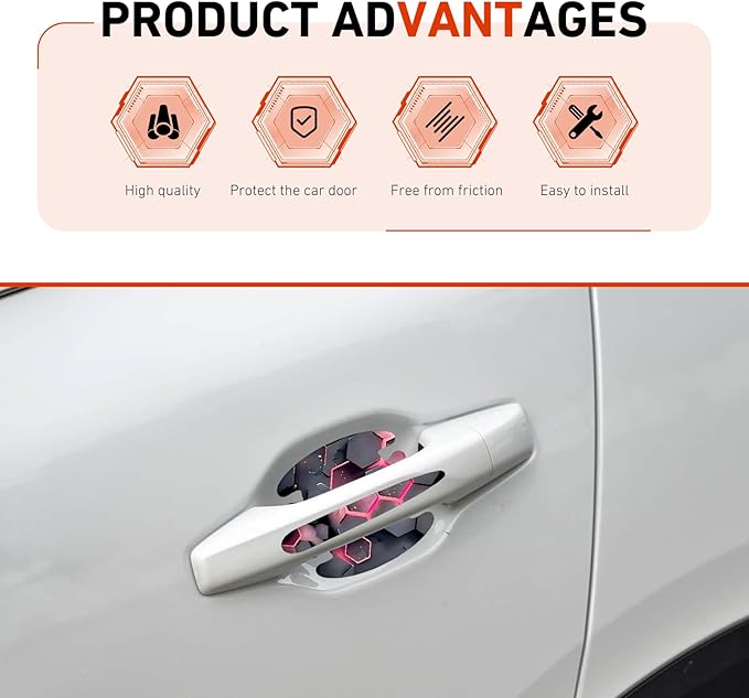 8 PCS Car Door Handle Scratch Protectors, Scratch-Proof Door Cup Protectors, Automotive Door Handle Paint Protective Film, Universal for Most Cars (Style 2)