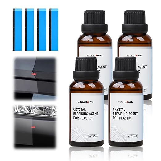Plastics Parts Crystal Coating, 2025 Upgraded Leather Plastic Polishing Renovation Coating Agent, Car Trim Restorer with Sponge, Crystal Coating for Cars Interior or Exterior (4)