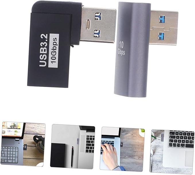 2pcs USB Male to Female Angled Adapter Upward Bending Connector for Laptops High Hardness USB Extender with Space-Saving Design Compatible with Various Devices