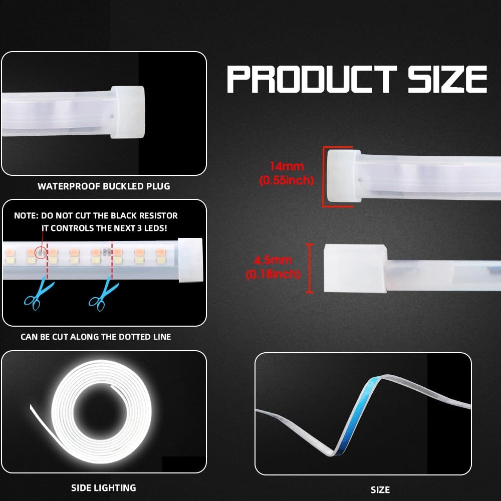 Upgrade Dynamic Flowing Car LED Trunk Light Strip, 158Inch Universal Flexible Cutting Silicone Waterproof Neon Lights Strip, 12V Interior Ambient Lighting for Cars SUVs(White)